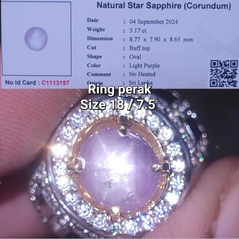 Natural light purple sapphire star ceylon safir srilanka