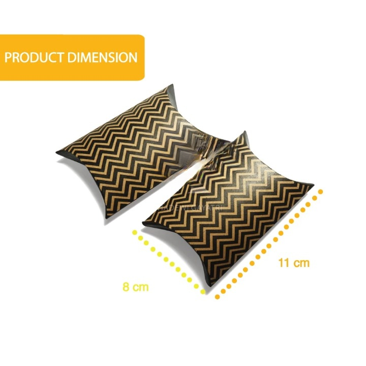 

paperbox pillow box monochrome zig zag ektra small ukuran 8x11cm brown kraft paperbox