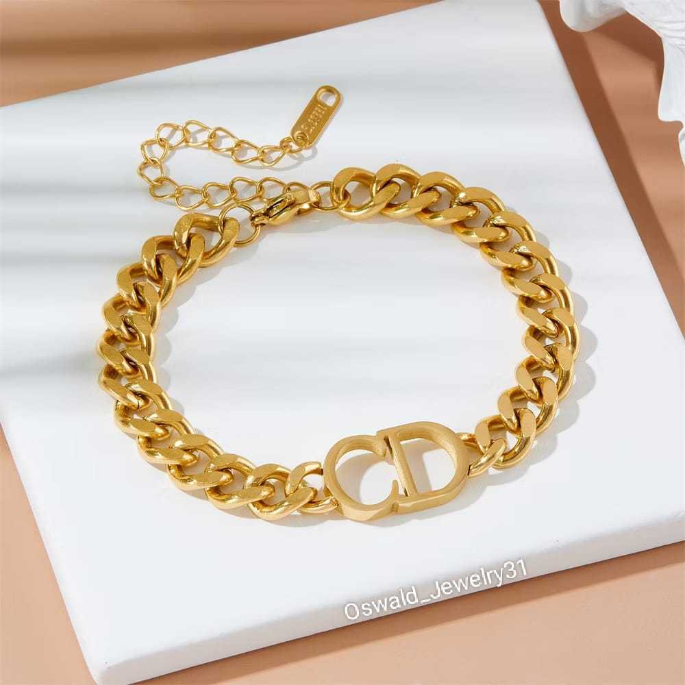 Gelang Wanita Titanium, Fashion Bentuk Rantai CD Stainless Steel Anti Hitam Anti Karat dan berkualit