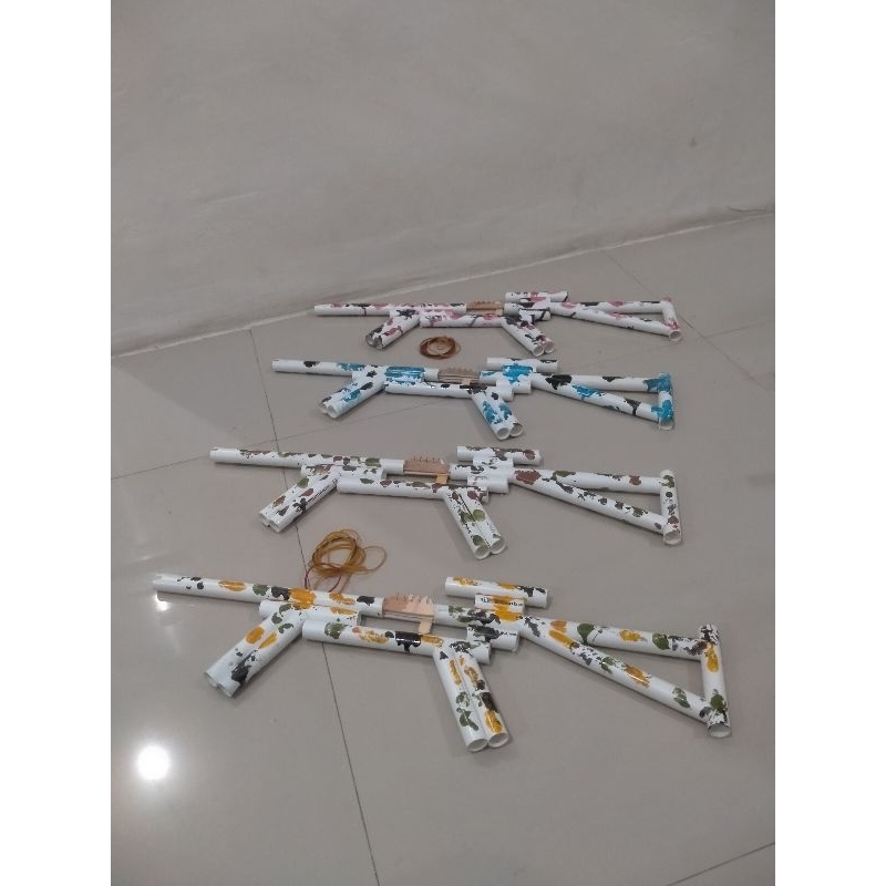 Mainan Tembakan Paralon / Mainan tembak PVC Peluru Karet Rubber Band Gun 5x tembak Kode AK72
