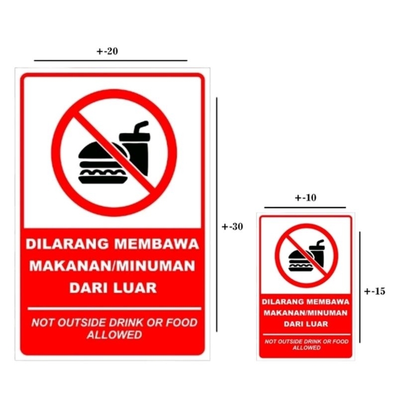 

Stiker Ritrama Di Larang Membawa Makanan & Minuman Dari Luar Not Outside Drink Or Food Allowed Sticker Laminasi Glossy