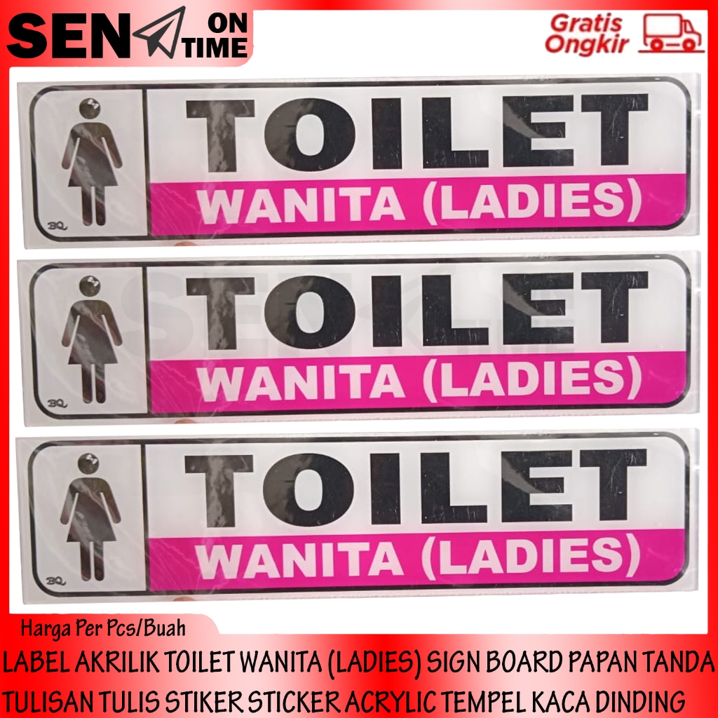 

Sign Signage Board Stiker Papan Label Akrilik Toilet Wanita Ladies Tanda Larangan Tulisan Tulis Sticker Ruangan WC Kamar Mandi Masjid Kantor Sekolah Restoran Rumah Makan Tempat Wisata Acrylik Acrylic Akrilic Tempel Kaca Dinding Dapur Peringatan Warning