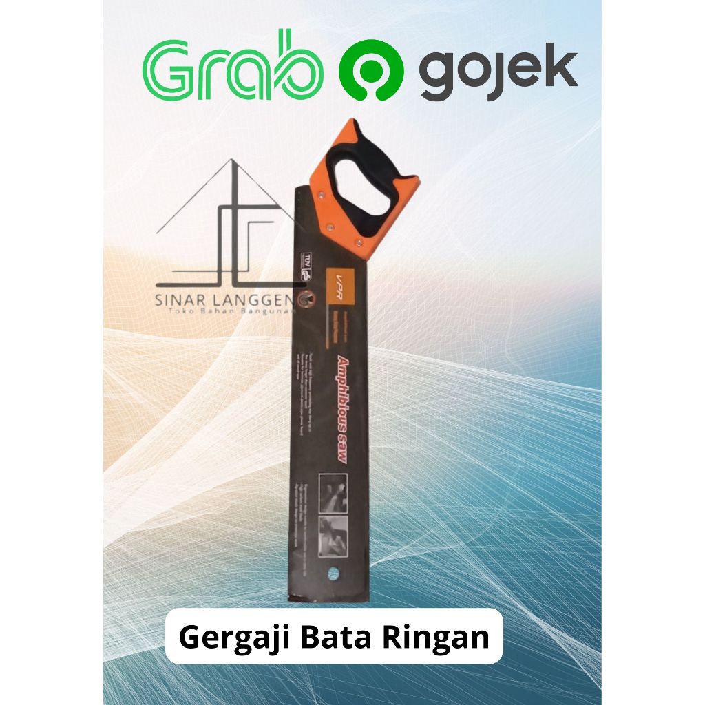 Gergaji bata ringan / Graji Hebel / Pemotong / Gorok Batako Putih Gagang Karet ukuran 18"