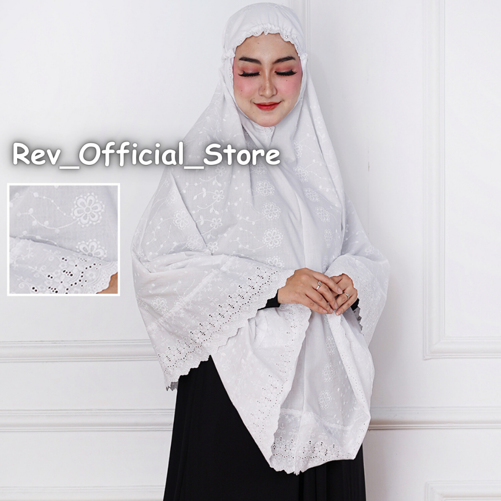BERGO JEPANG RENDA KATUN SUPER JUMBO PUTIH - Perlengkapan Haji Umroh Wanita