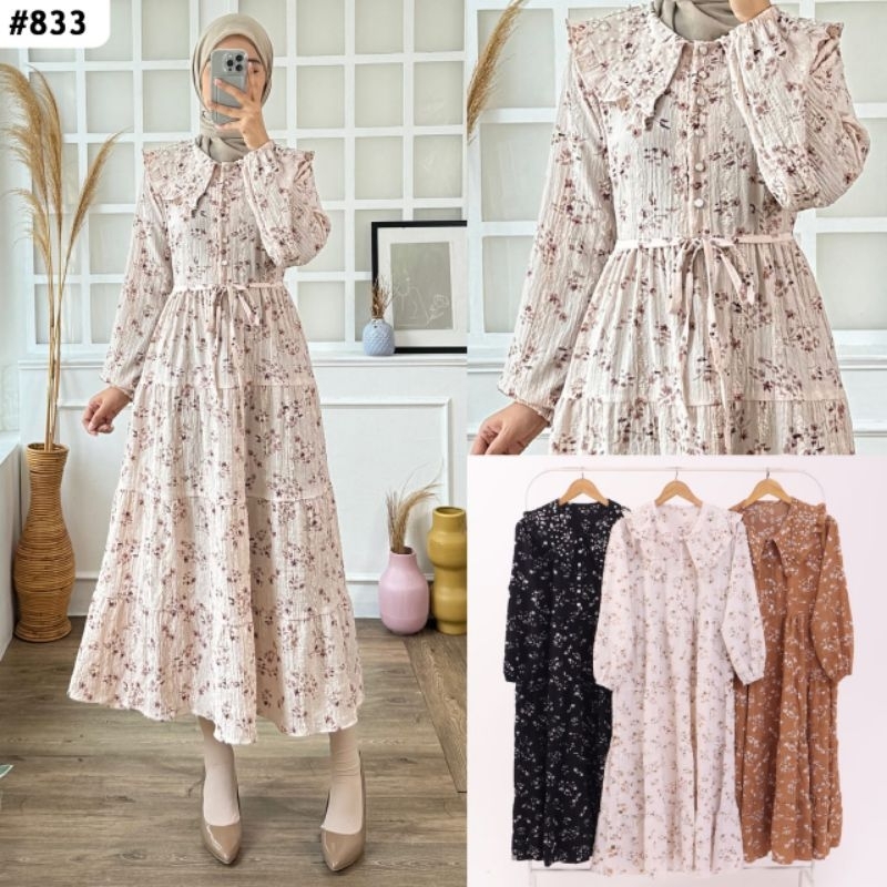 Midi dress motif bunga kecil