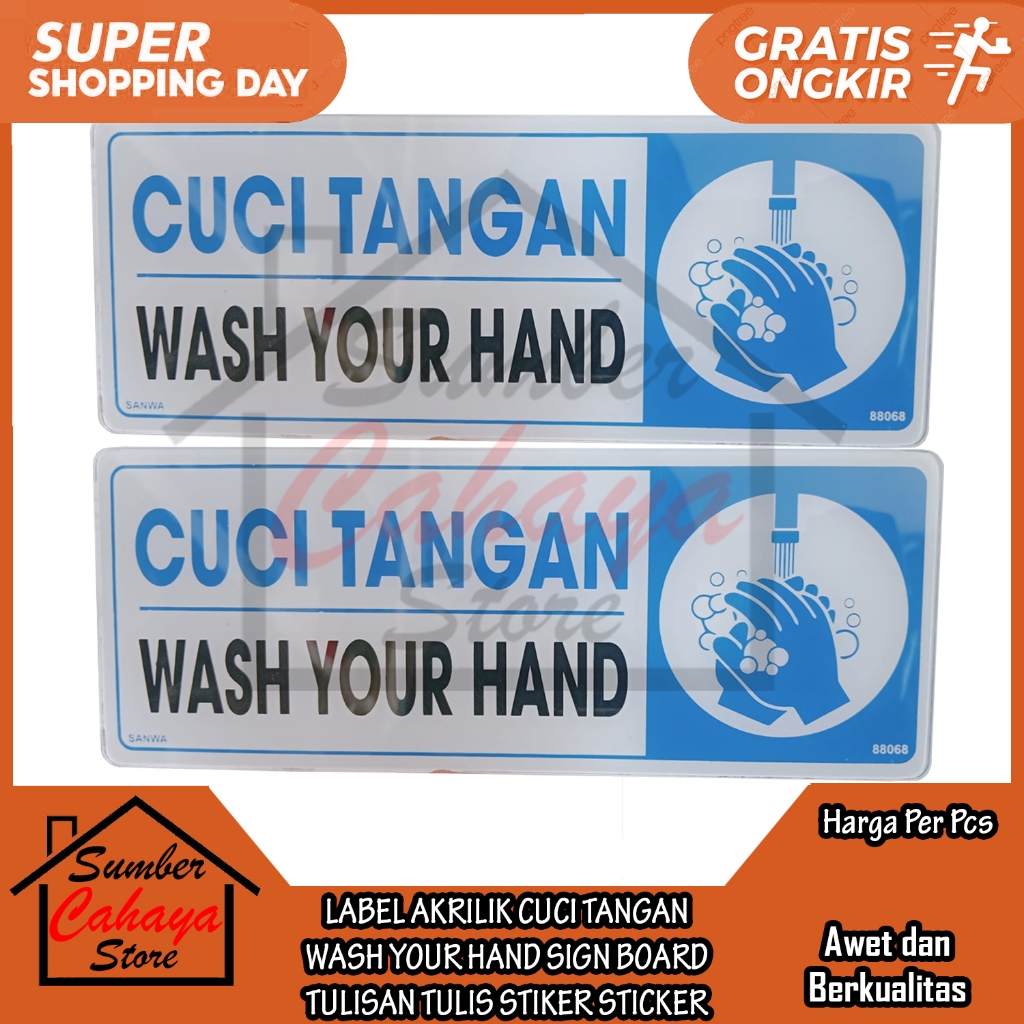 

Label Akrilik Cuci Tangan Wash Your Hand Tanda Sign Signage Board Tulisan Tulis Stiker Sticker Ruangan Restoran Toko Masjid Kantor Sekolah Acrylik Acrylic Akrilic Tempel Kaca Dinding Dapur Papan Peringatan Warning