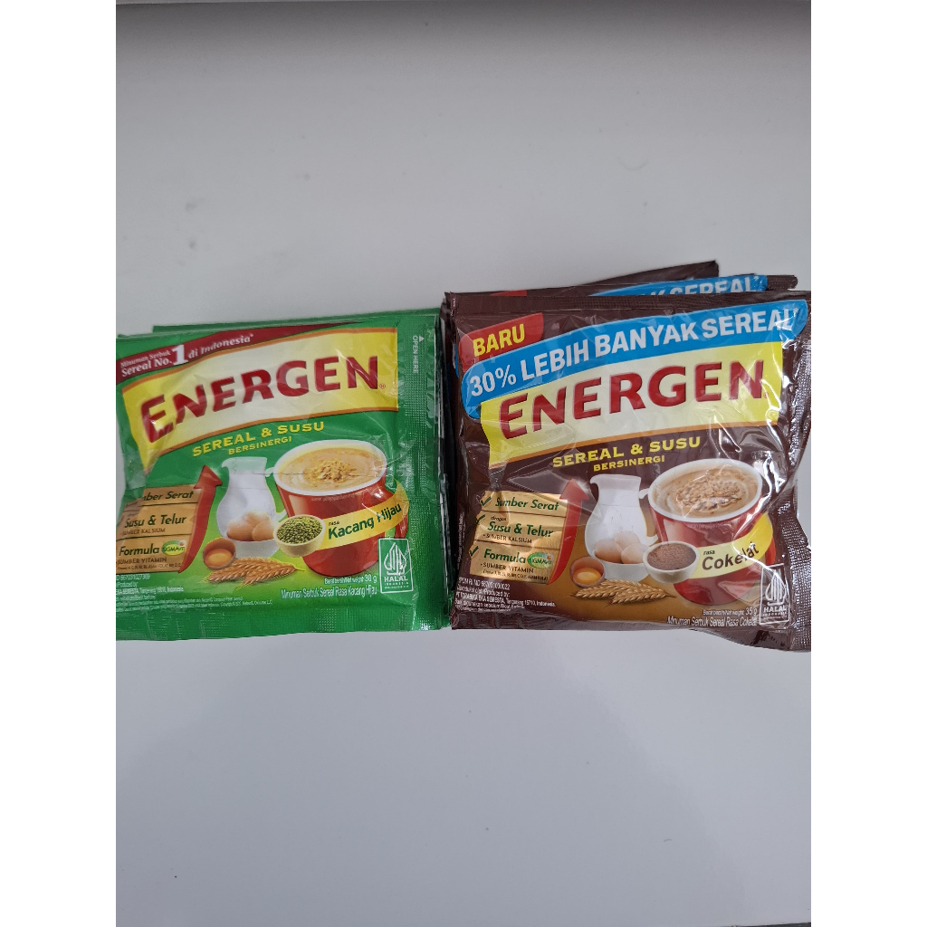 

Energen Sereal | Renceng | isi 10 pcs | kacang hijau 30 gram | cokelat 35 gram