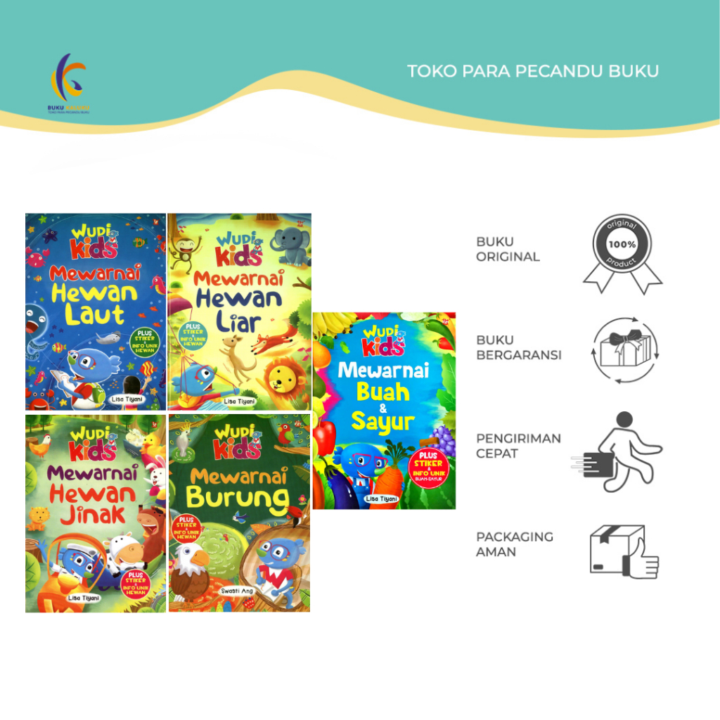 Buku Anak - Buku Wudi Kids Mewarnai Buah & Sayur Burung Dinosaurus Hewan Jinak Hewan Laut Hewan Liar