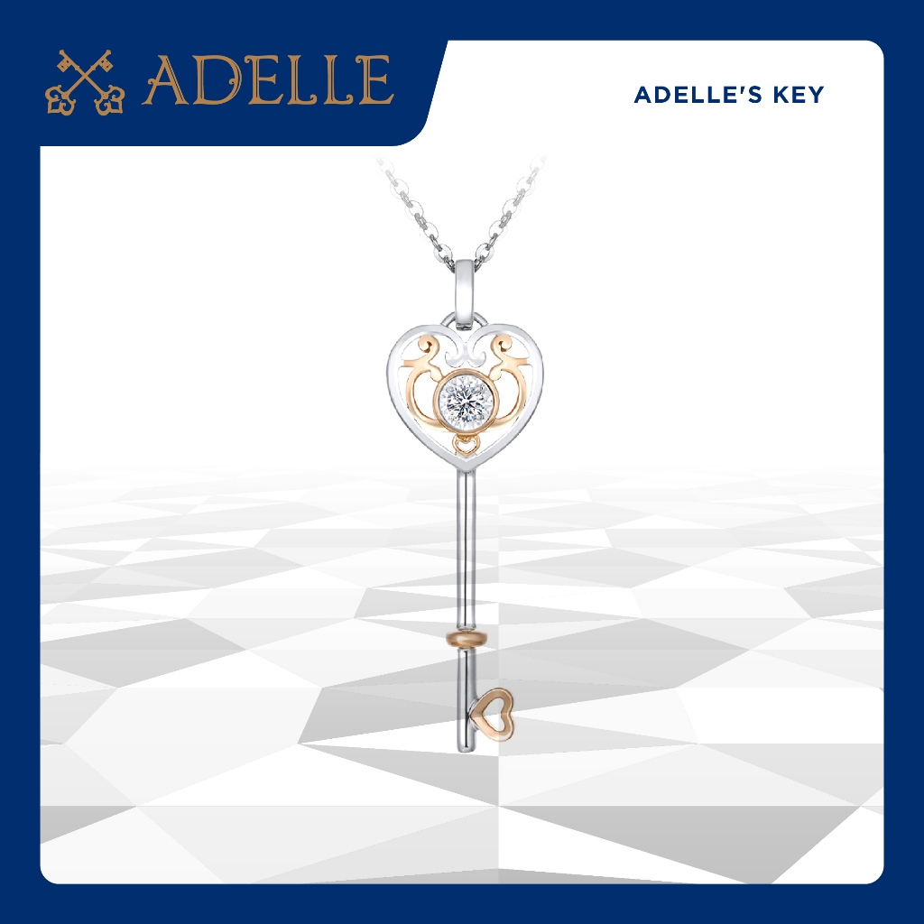 Adelle Jewellery - Adelle's Key Heart Key Pendant - Liontin Emas Berlian