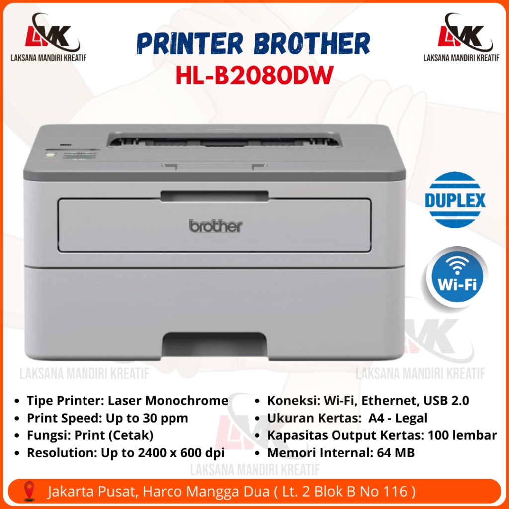 Printer Brother HL-B2080DW Monochrome Laser WiFi Duplex