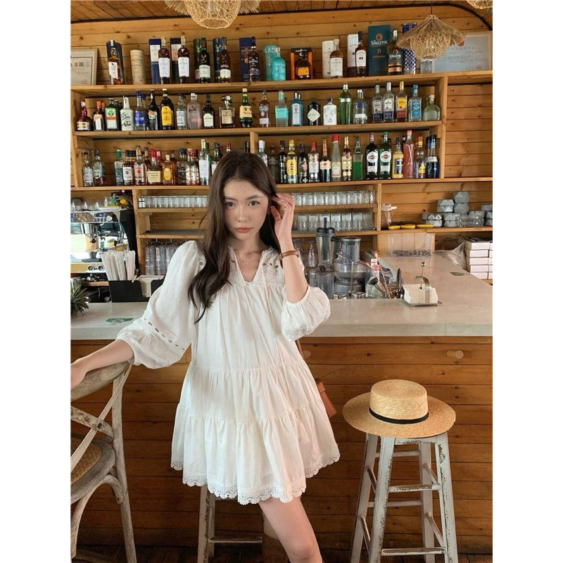 Dress pantai / white dress / dress wanita / dress putih