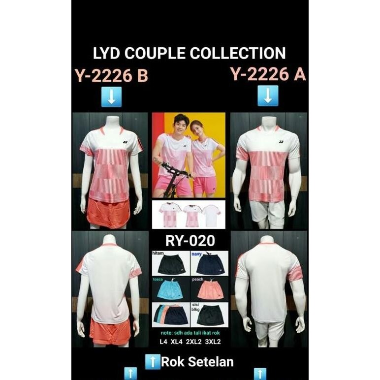 BAJU KAOS BADMINTON YONEX 2226 PUTIH PINK COUPLE IMPORT