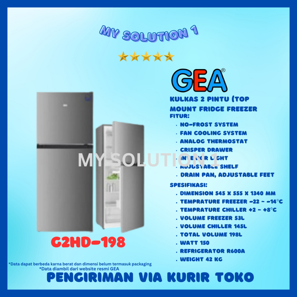 GEA G2HD-198 Kulkas 2pintu / G2HD198 - 198 Liter