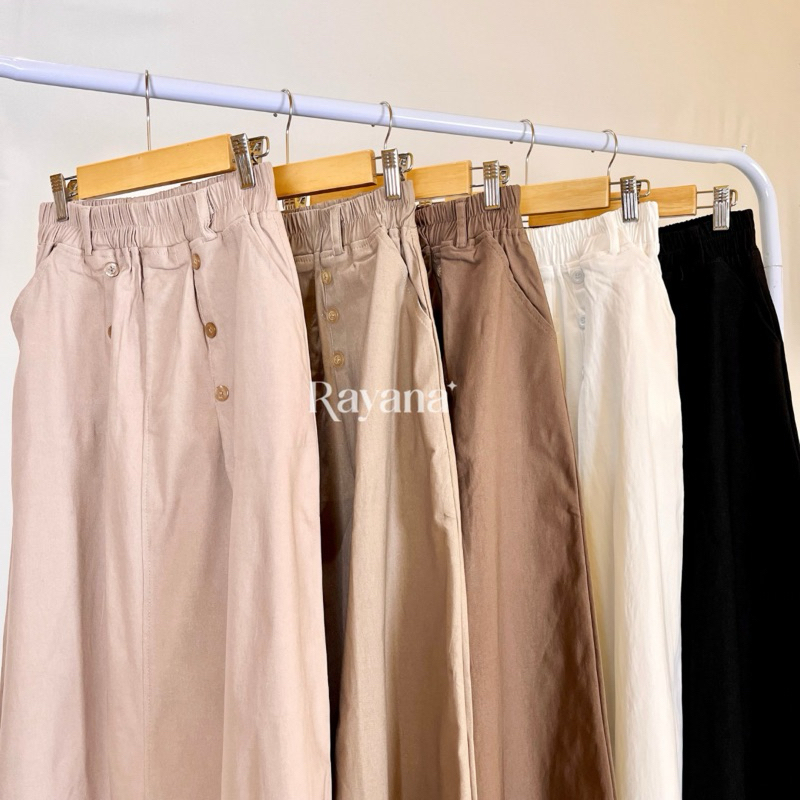 Rok Katun Premium Model A Line Hitam Formal Santai