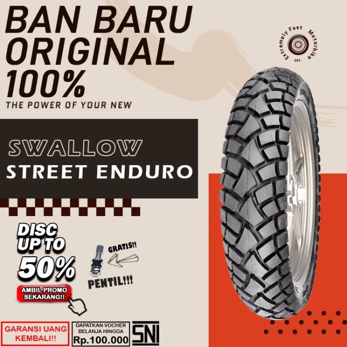 Ban Motor Tubeles Swallow Street Enduro Ring 17 BanMotor Supra Satria Vixion Tubles Sepasang Ring 17