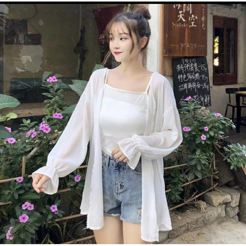 outer transparan wanita basic model terbaru korean style
