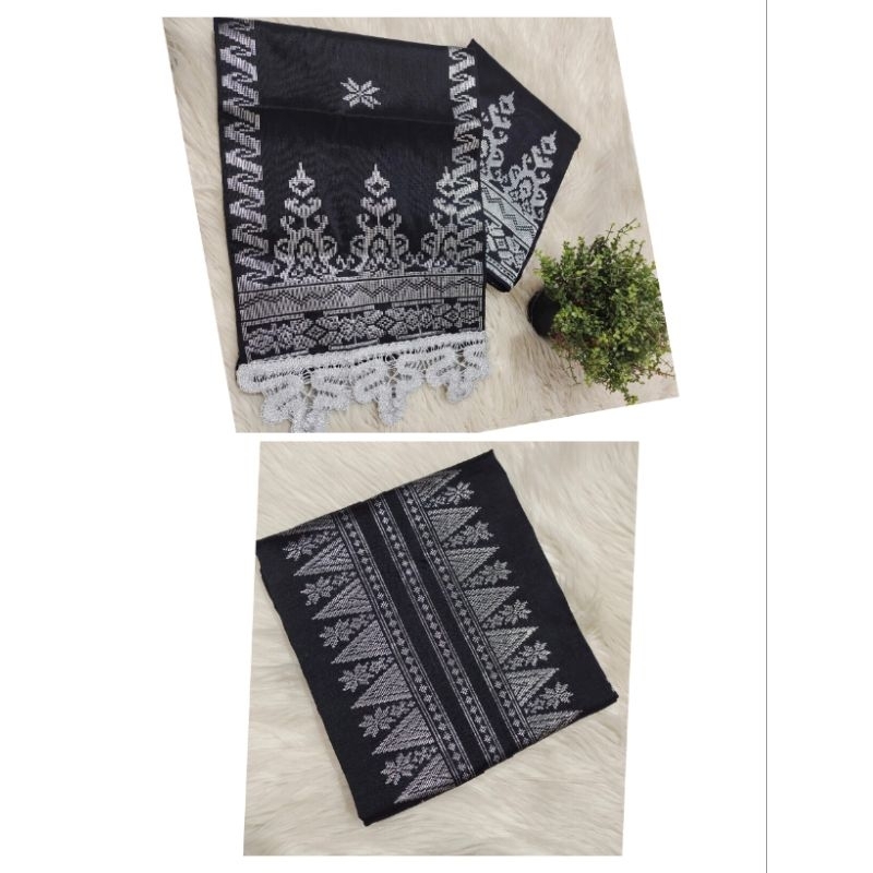 Songket silungkang couple set hitam silver, songket Padang ( chat untuk pilihan warna lainnya)
