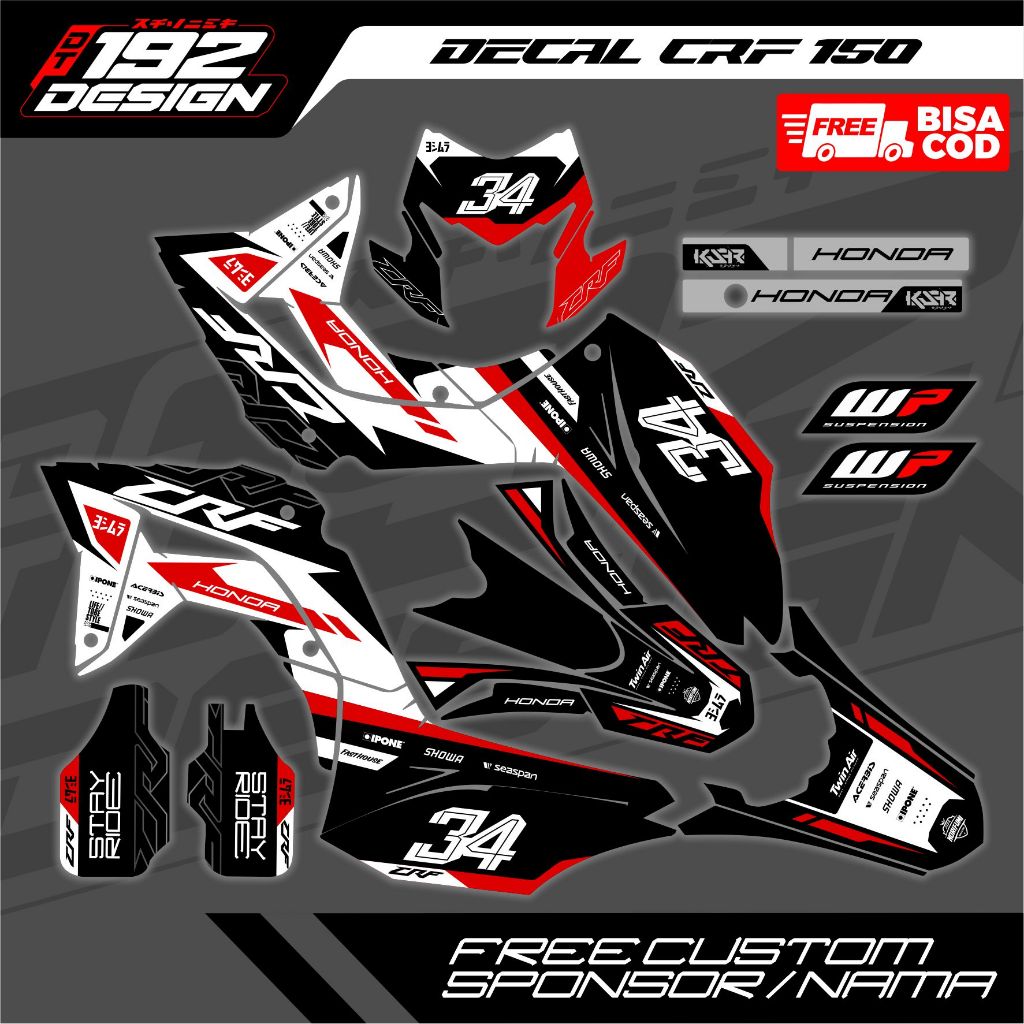Decal Crf L150 Hitam Merah V2 Full Body Superglossy Premium - Decal Honda Crf 150 L Hitam Putih Simp
