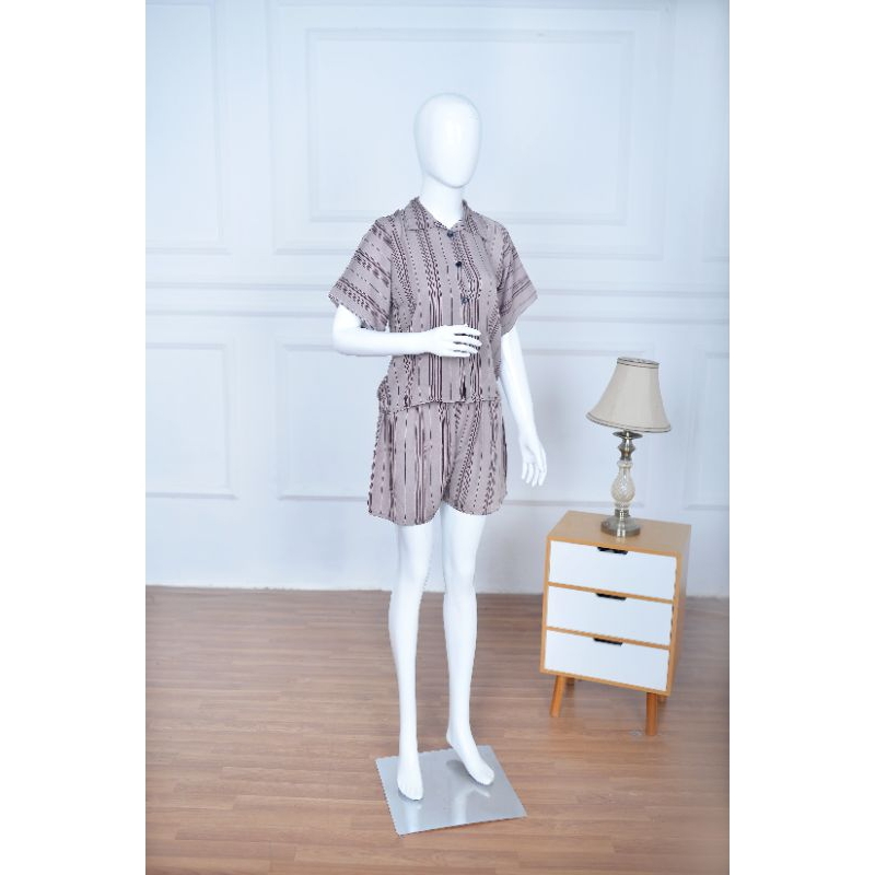 BAJU TIDUR PENDEK MOTIF / BAJU TIDUR BAHAN RAYON PREMIUM / PIYAMA DEWASA MURAH / ONESET PIYAMA RAYON