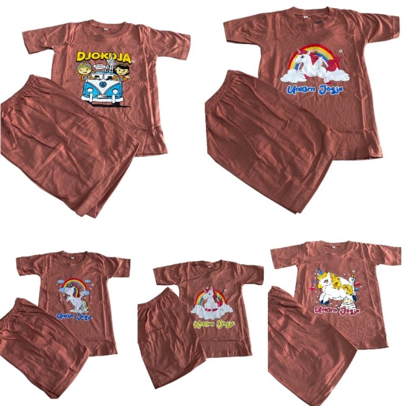 BAJU KAOS SETELAN ANAK PEREMPUAN GAMBAR UNICORN JOGJA BAJU SETELAN ANAK SABLON JOGJA BAHAN KATUN BAJ