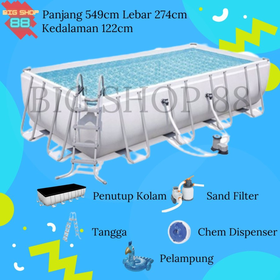 KOLAM RENANG PORTABLE BESTWAY BESAR RECTANGULAR PRISM FRAME POOL ABOVE GROUND POOL KOTAK PETAK JUMBO
