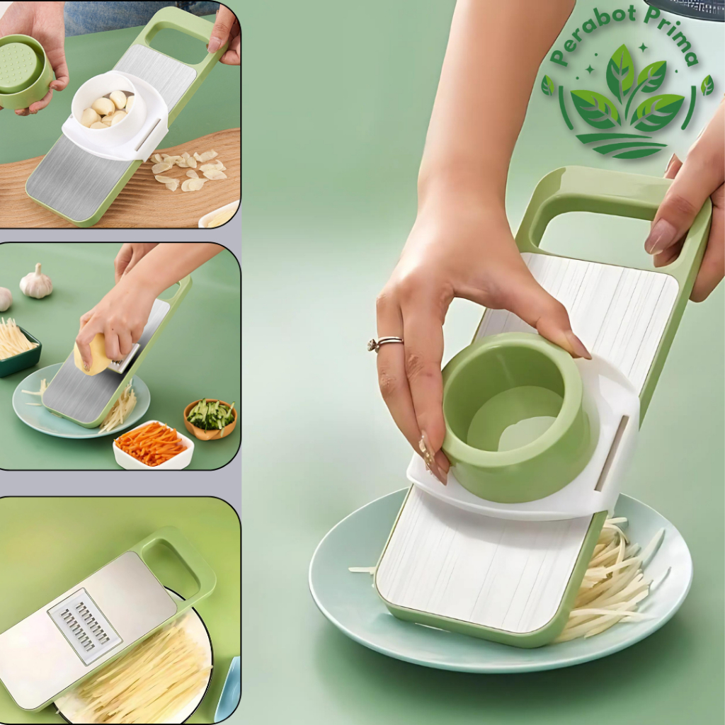 Parutan Sayur Multifungsi / Serbaguna 5 In 1 Praktis Potongan Kentang Tipis Bahan Stainless
