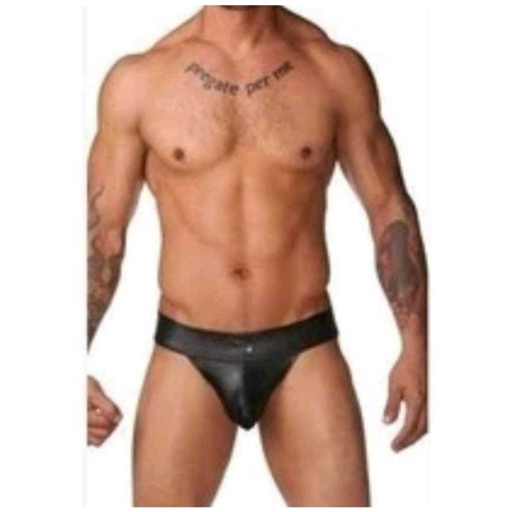 CELANA DALAM PRIA JOCKSTRAP HITAM LEATHER PREMIUM