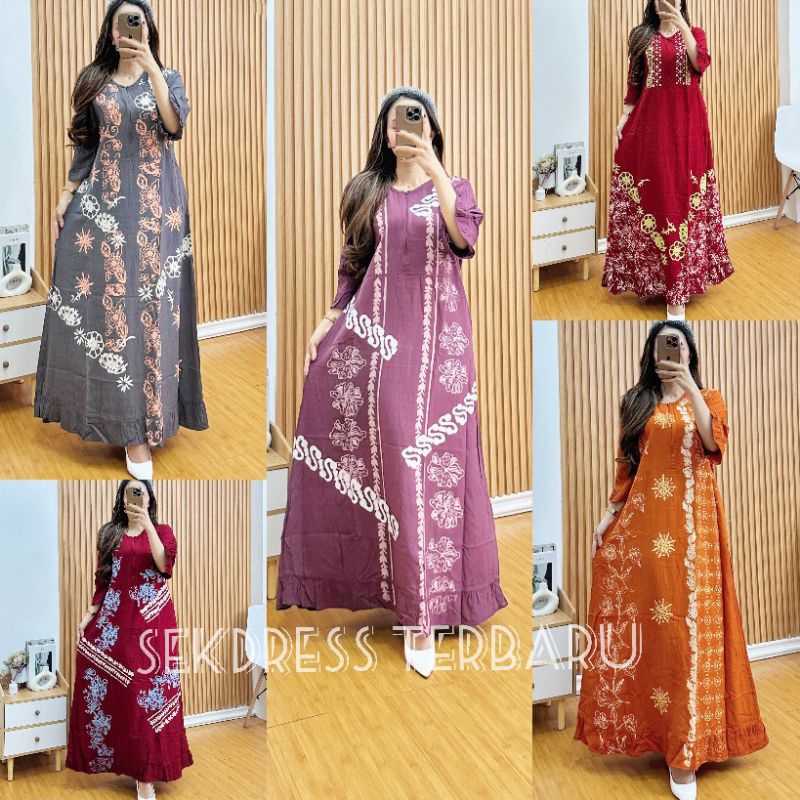 Promo - Sekdress batik modern Twill Rayon Super Premium original || Sekdress standar lengan 3/4 || S