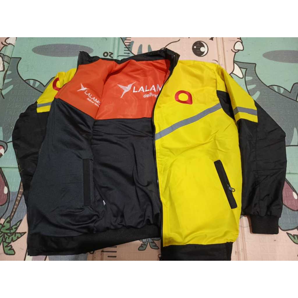 BISA COD JAKET BOLAK BALIK MAXIM DAN LALAMOVE JKT KUNING ORANGE JAKET PRIA DAN WANITA TERBARU 2024