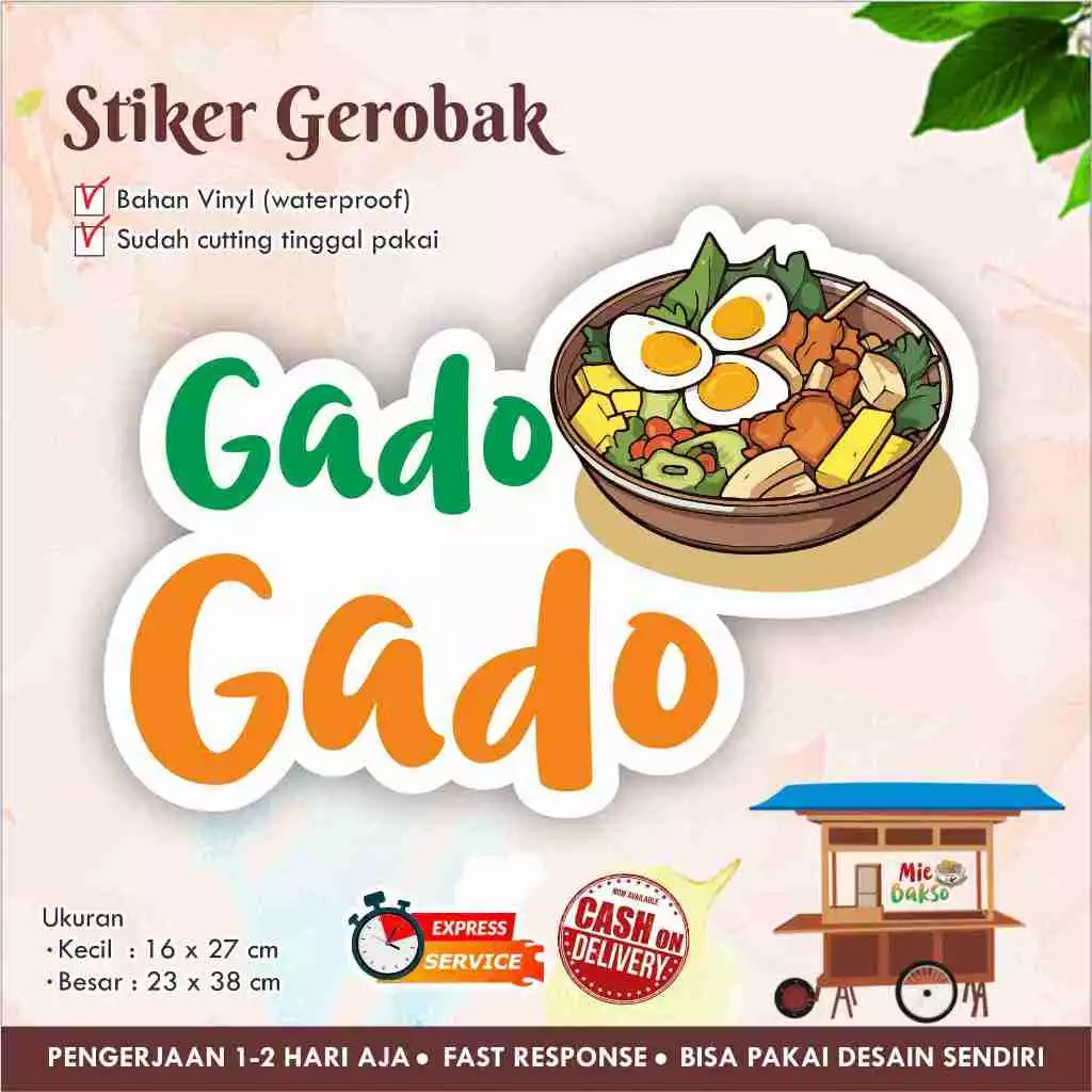 

STIKER KACA GEROBAK VINYL GADO GADO / LABEL MAKANAN