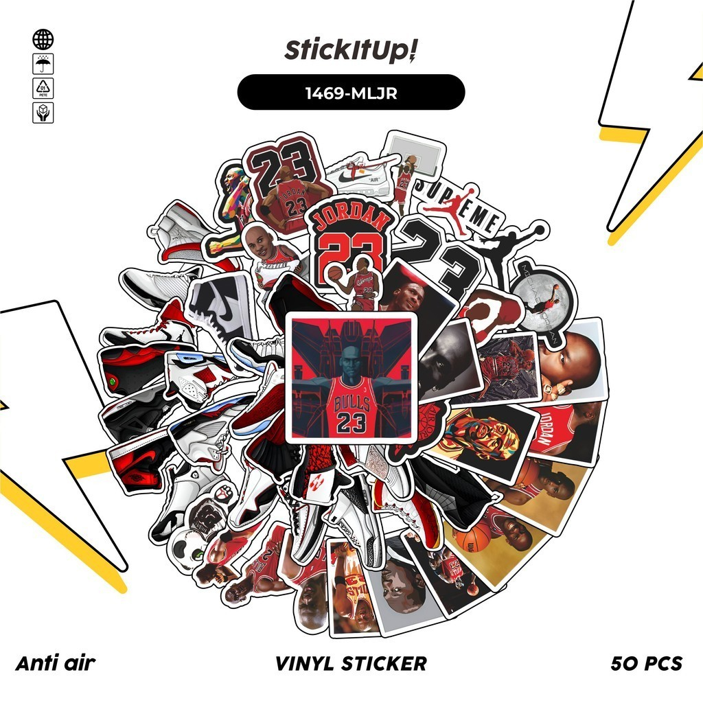 

COD✨ 100 Pcs Stiker Pack Michael Jordan Lucu Aesthetic Vynil Waterproof untuk Freebies Sticker Buku Journal Casing HP Laptop