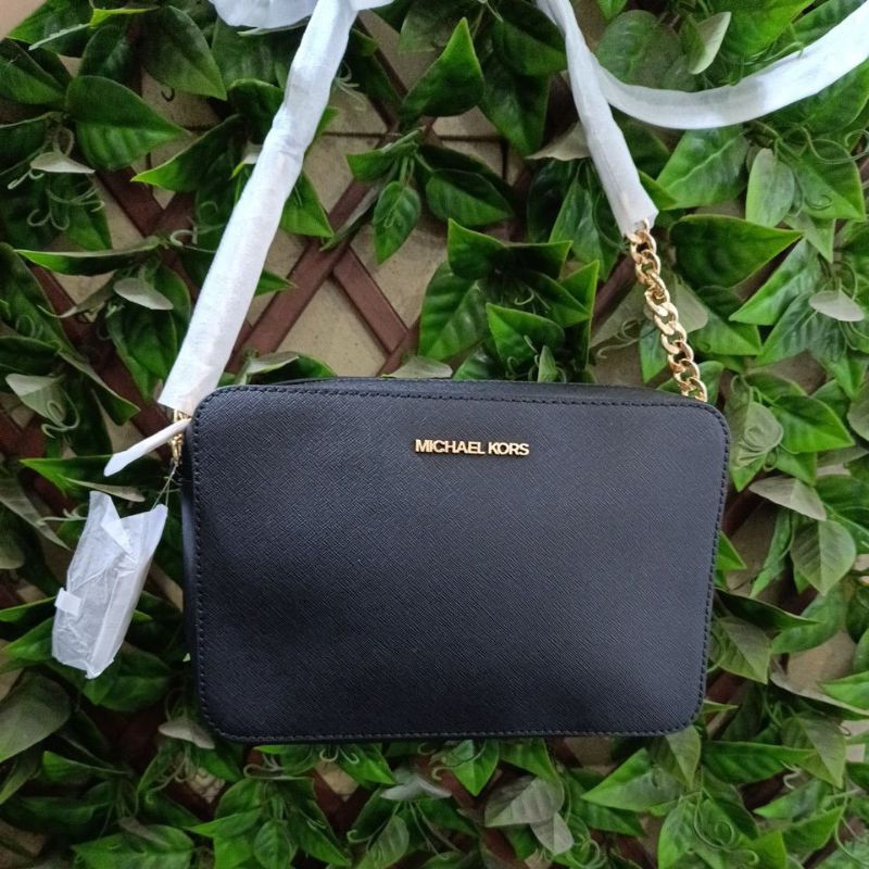 tas wanita mk jet set large crossbody black