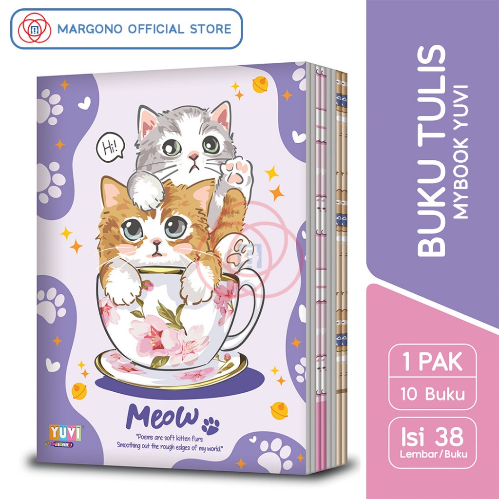 

My Book Yuvi Buku Tulis Cat Cartoon Kartun Kucing 38 Lembar - 10 Buku