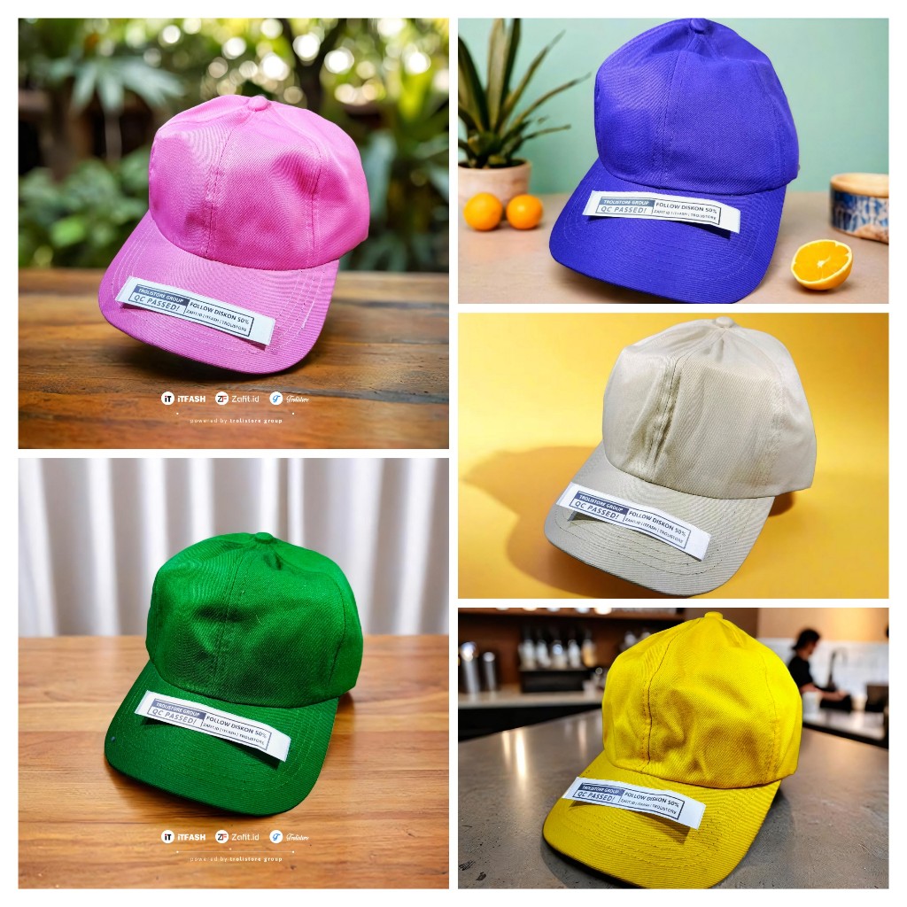 GROSIR TROLIS Z465 TOPI POLOS Topi dewasa PRIA WANITA Kain Polos Tebal Kanvas warna pink orange hija