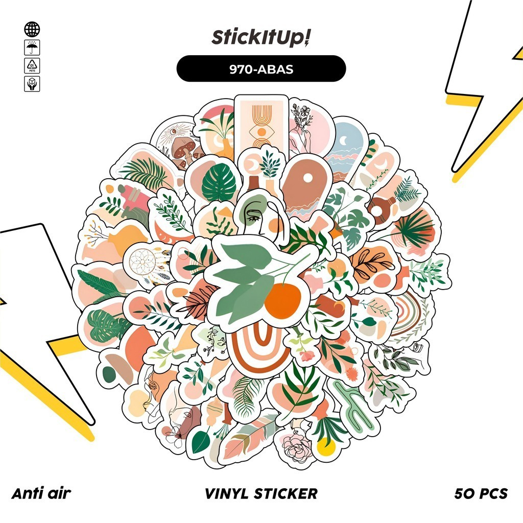

COD✨ 100 Pcs Stiker Pack Seni Abstract Bohemian Lucu Aesthetic Vynil Waterproof untuk Freebies Sticker Buku Journal Casing HP Laptop