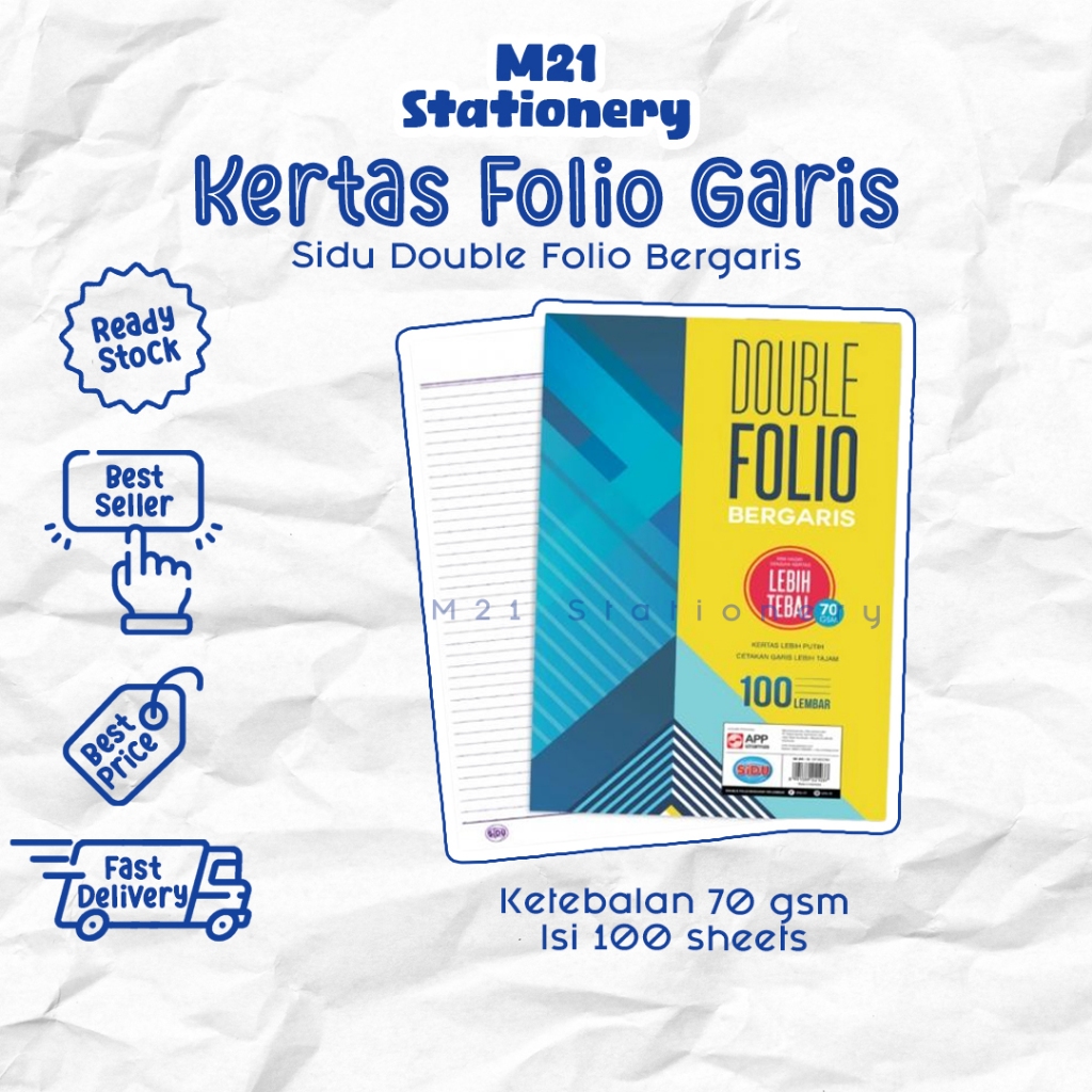

KERTAS DOUBLE FOLIO BERGARIS SIDU 70 GSM ISI 100 & 200 / KERTAS UKURAN FOLIO DENGAN GARIS KERTAS UJIAN SEKOLAH DAN KAMPUS TOKO ATK ALAT TULIS KANTOR DAN SEKOLAH M21 STATIONERY JOGJA