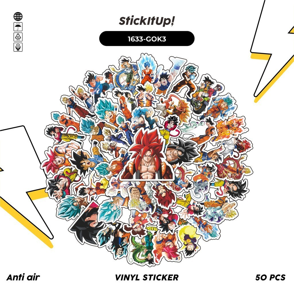 

COD✨ 100 Pcs Stiker Pack DRAGONBALL CHARACTER SON GOKU 03 Lucu Aesthetic Vynil Waterproof untuk Freebies Sticker Buku Journal Casing HP Laptop