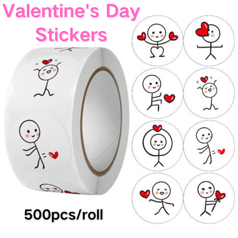 

500PCS/Roll Valentine's Day Stickers,1 Inch Roll Stickers Cartoon Love Envelope Labels Gift Packaging Sealing Stickers Scrapbooking Adhesive Stickers for Wedding Party Gift Decorations,Award Charts