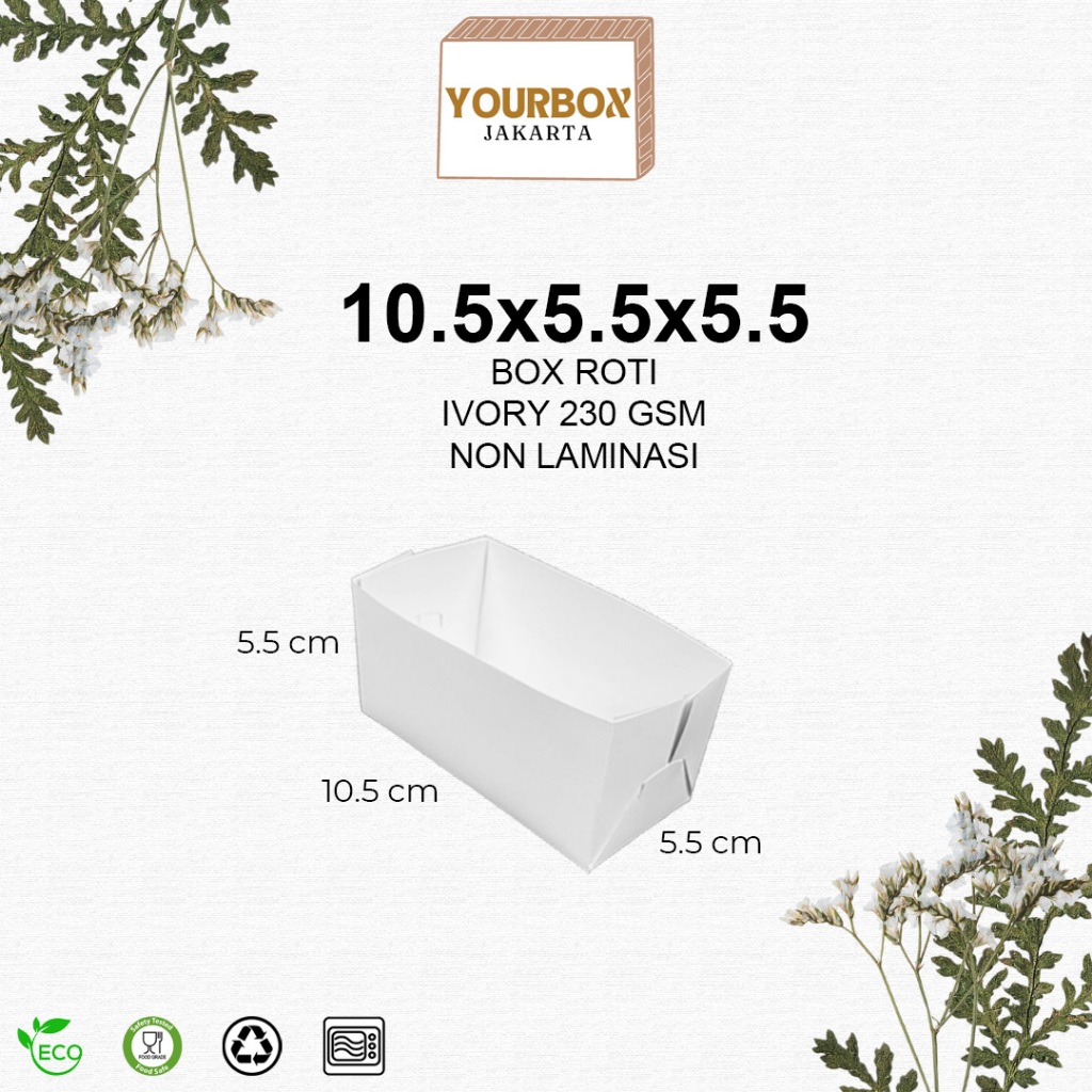 Box Kotak Roti Bread Toast Paper Tray Ivory Putih 10,5x5,5x5,5