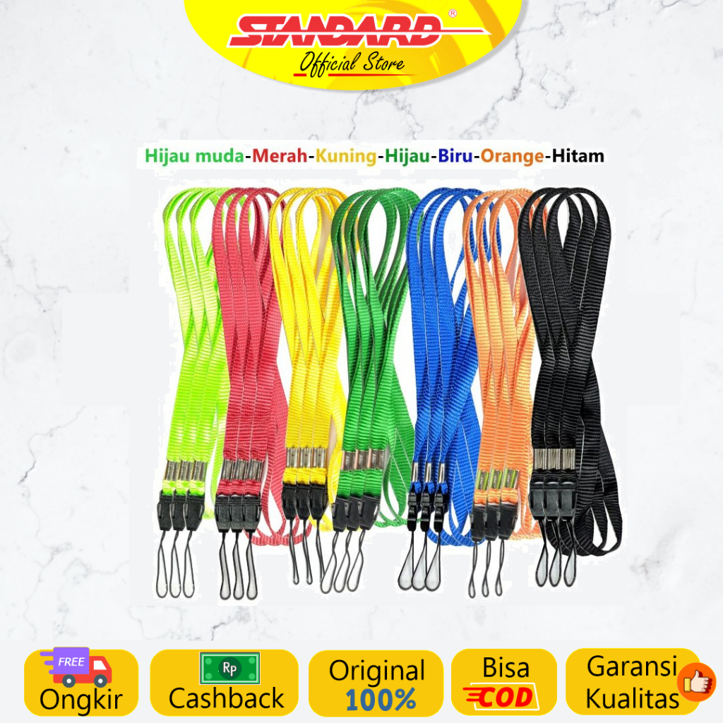 

Standard - [Tali Isi 3 Pcs] Tali Gantungan HP / Name Tag Polos Panjang Warna Warni 45 Cm