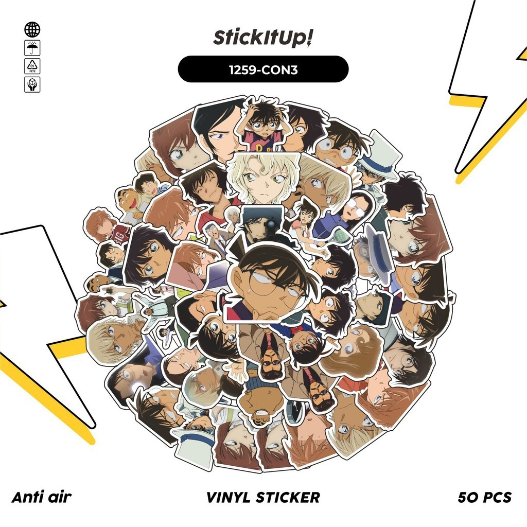 COD✨ 100 Pcs Stiker Detective Conan v3 Lucu Aesthetic Vynil Waterproof untuk Freebies Sticker Buku J