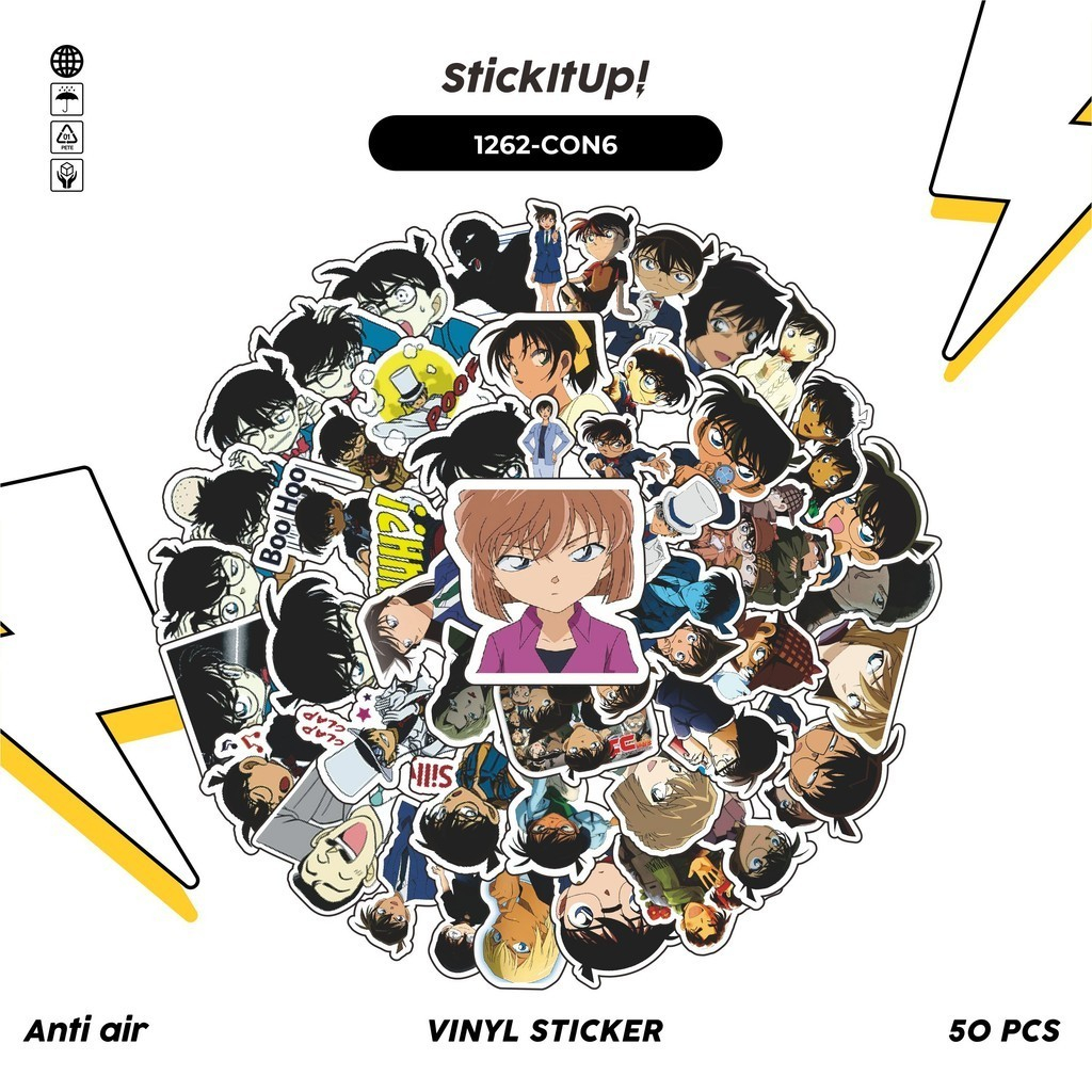 COD✨ 100 Pcs Stiker Detective Conan v6 Lucu Aesthetic Vynil Waterproof untuk Freebies Sticker Buku J