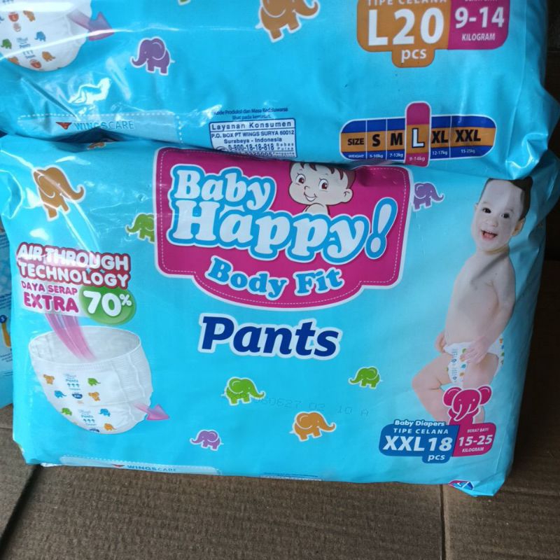 Baby happy baby happy popok celana active pants M20/L20/XL20/XXL18/S38+2/M32/L28/XL26/XXL24 - Toko