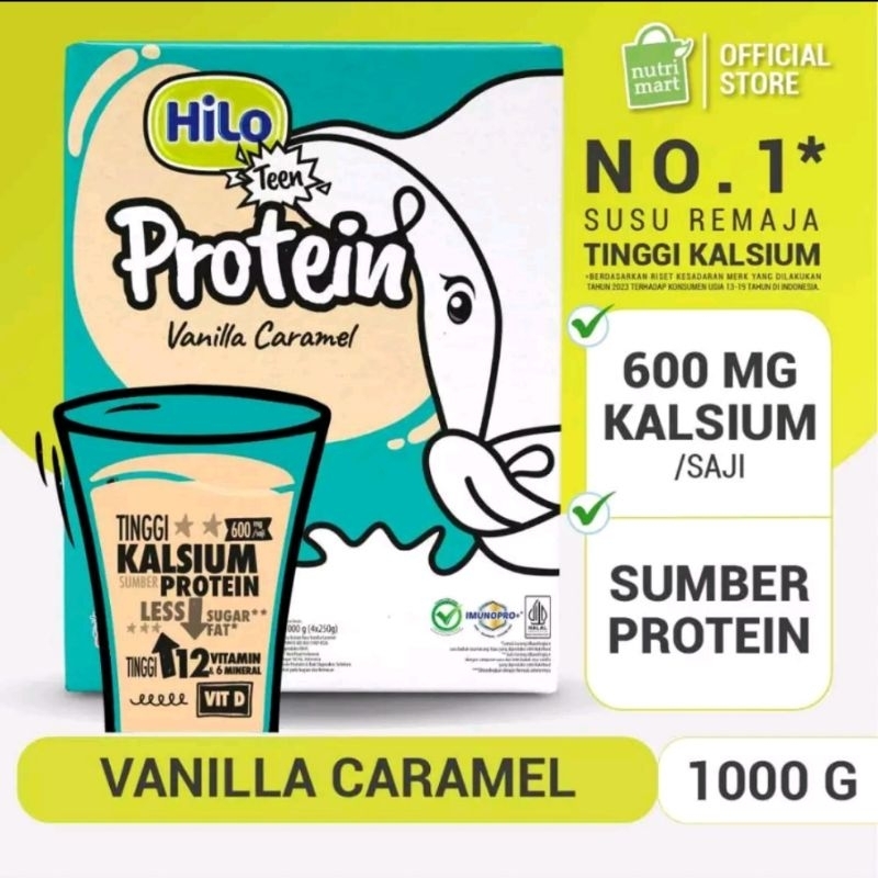 

HiLo Teen Vanilla Caramel 1000g - No 1 Susu Tumbuh Tinggi Kalsium Protein Lebih Rendah Gula