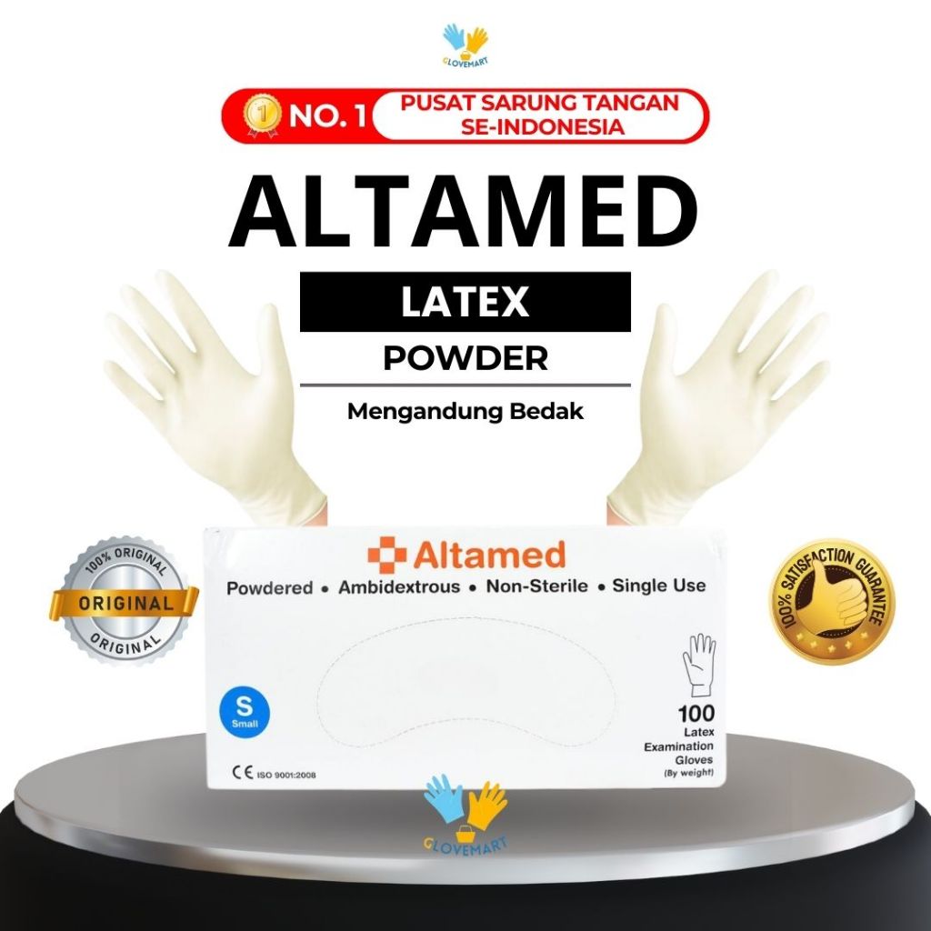 Sarung Tangan Karet Altamed Latex Powder / Hand Gloves Latex / Sarung Tangan Kesehatan / Handscoon M