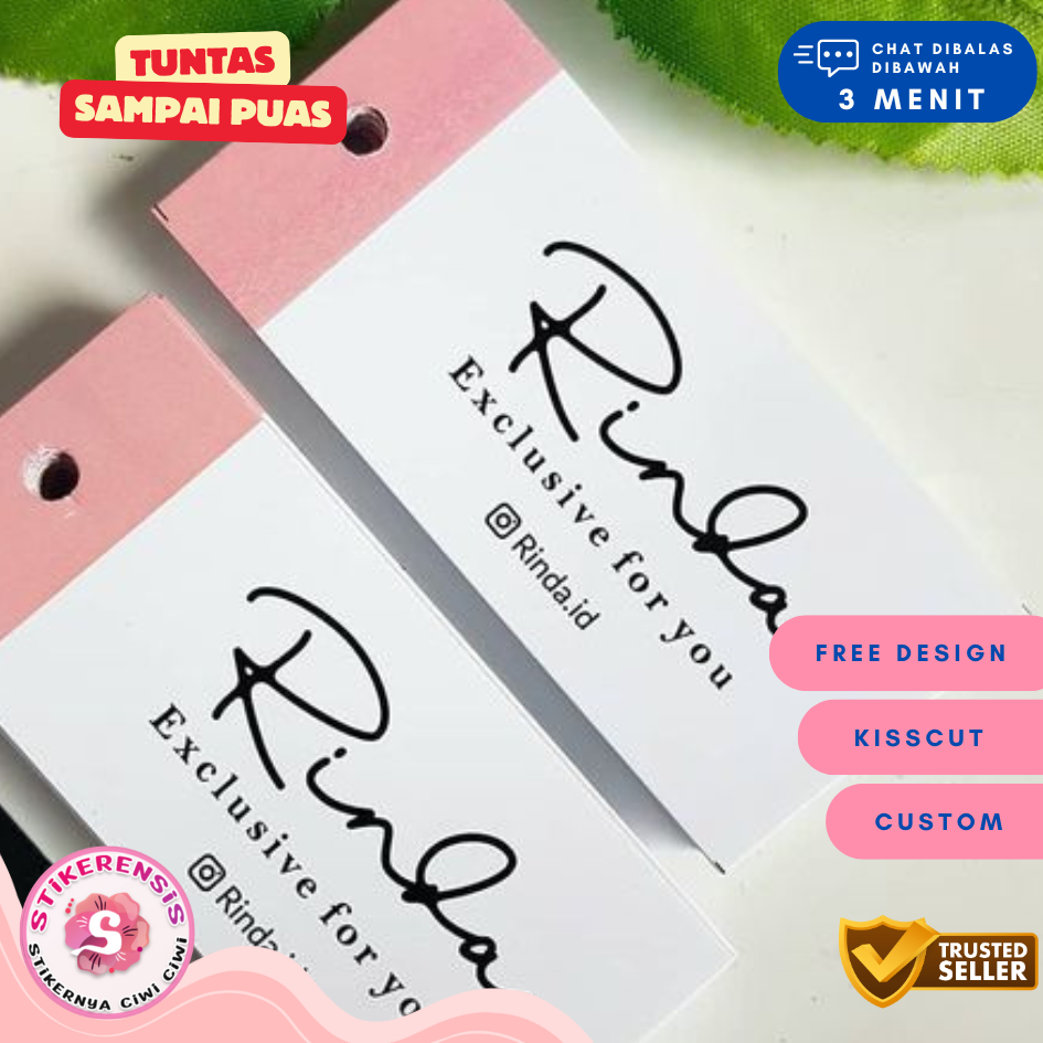 

4 8-15 Hang Tag Custom Label Baju Hangtag Hijab Jilbab Pakaian Thrift