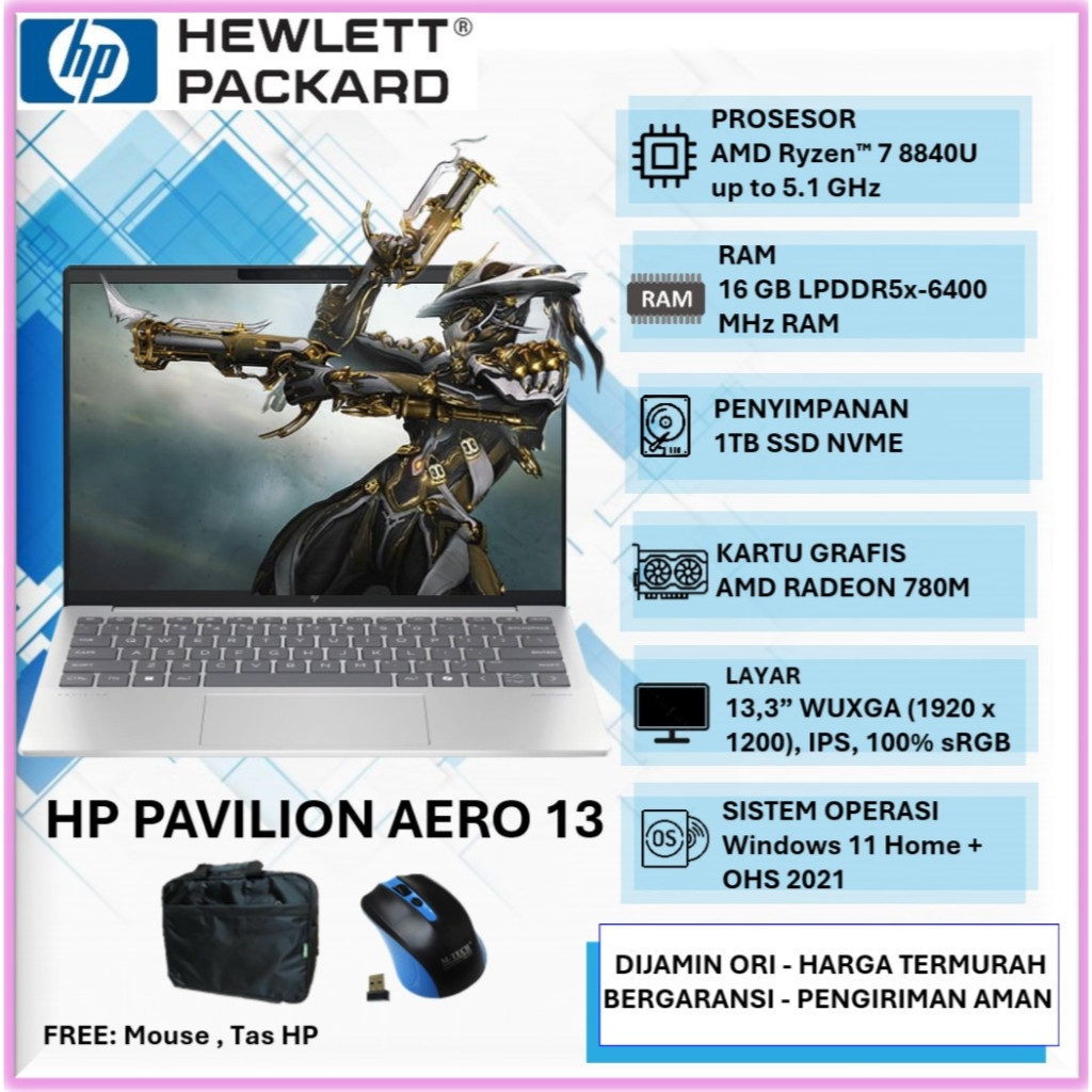 HP Pavilion Aero AMD Ryzen 7 8840U 16GB DDR5 1TB SSD 13 inch WUXGA 100%sRGB