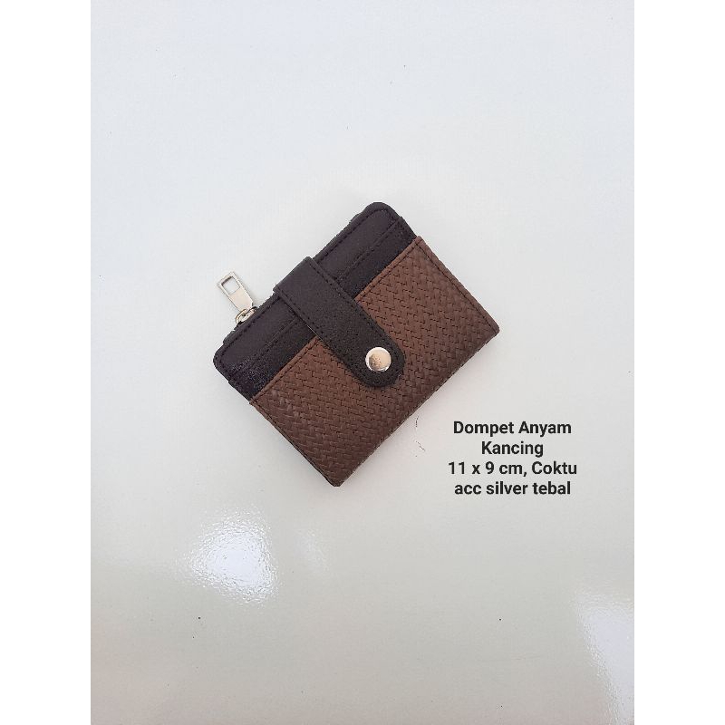 Dompet Anyam Kancing Wanita Lipat Mini Kekinian
