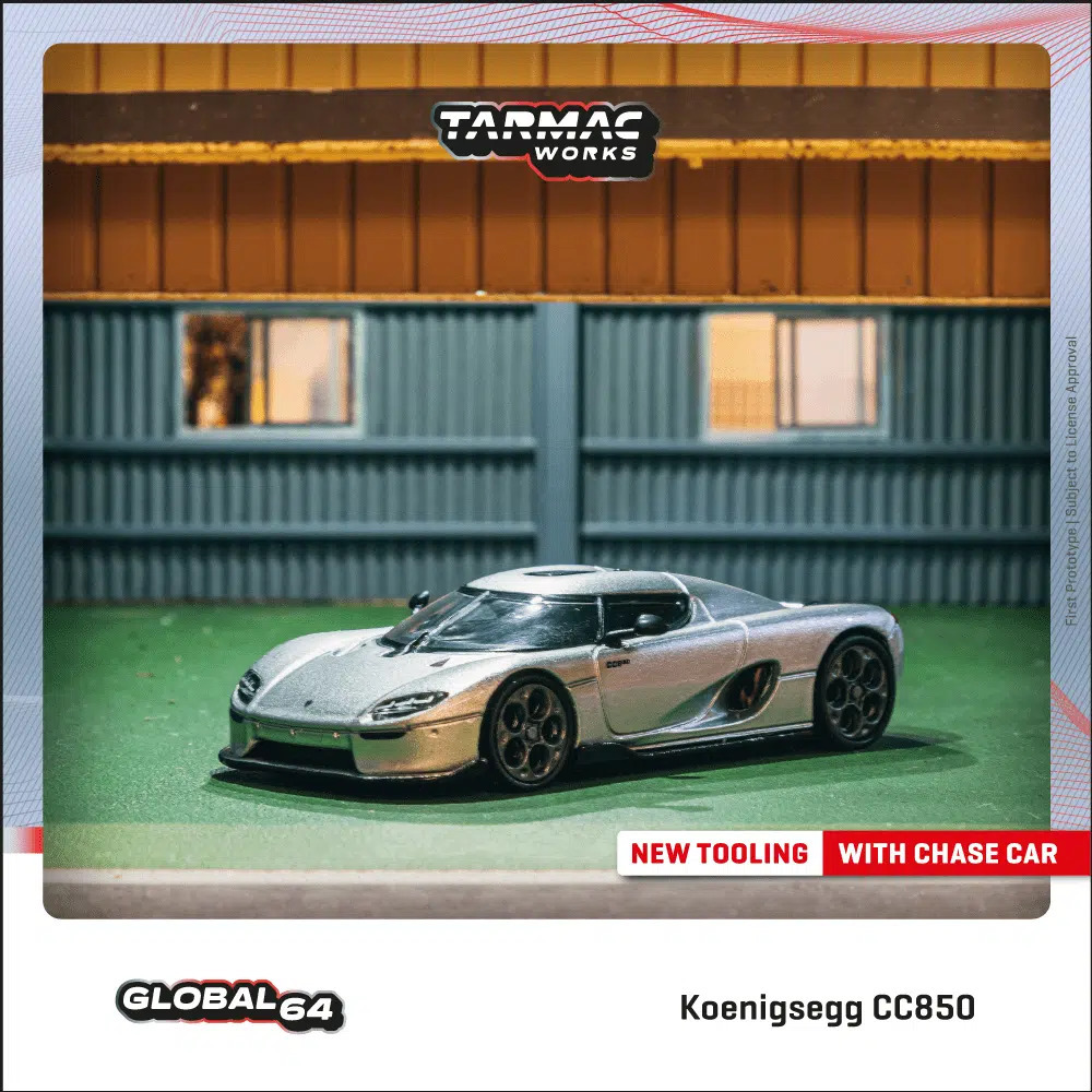 T64G-TL051-SL - Tarmac Works 1/64 GLOBAL64 Koenigsegg CC850 Silver