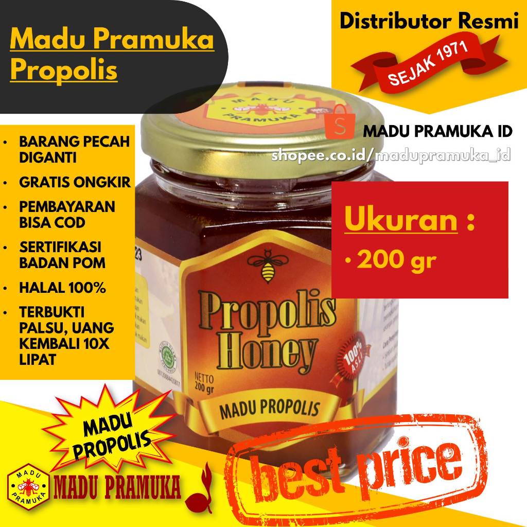 

Madu Pramuka Propolis - 200 GR 200 Gram - Asli Enak Original Alami Murni Murah - Resmi Star Seller